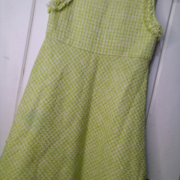 Zara Dress Girls 8 Sleeveless Tweed Raw Rem Green - Picture 10 of 16